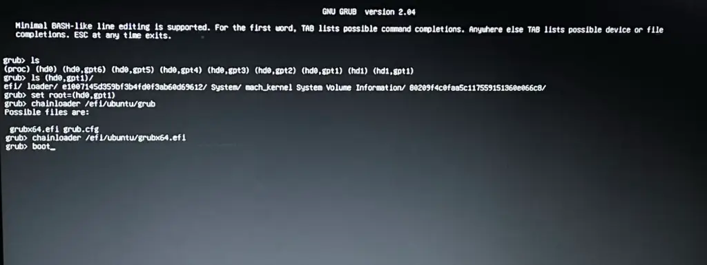 GNU Grub Terminal