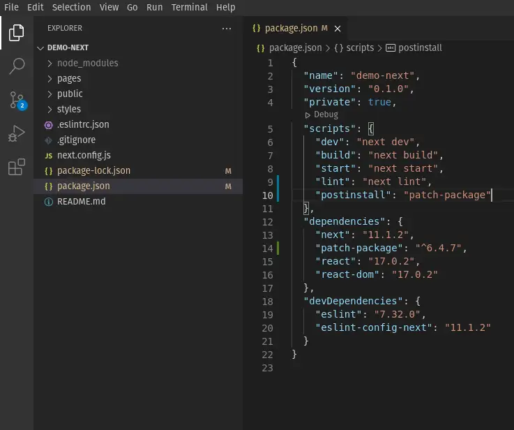 Adding postinstall in the script section of package.json