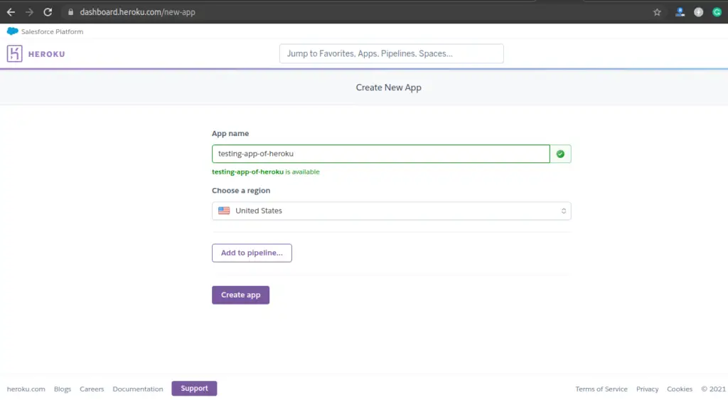 Heroku Create App